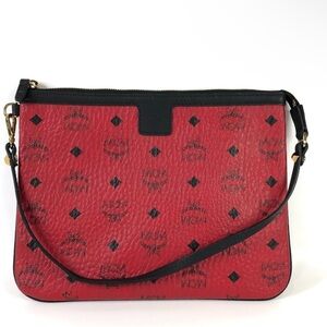 MCM Red Black Leather Handbag